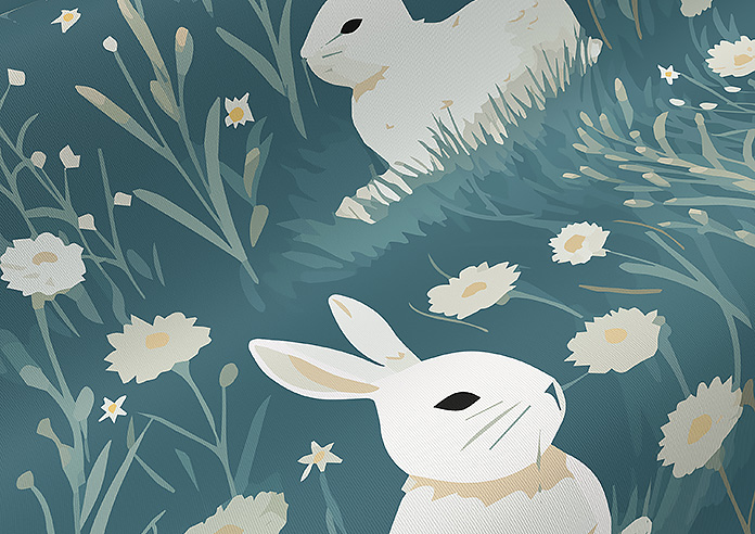 Bunny Meadows, Teal - Roller Blind - Image 4
